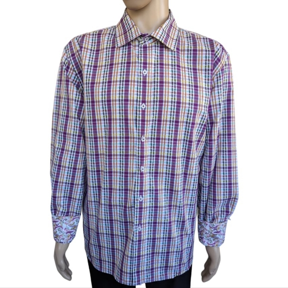 Robert Graham Exclusive Classic Fit Dress Shirt Plaid Stripes - Picture 2 of 10